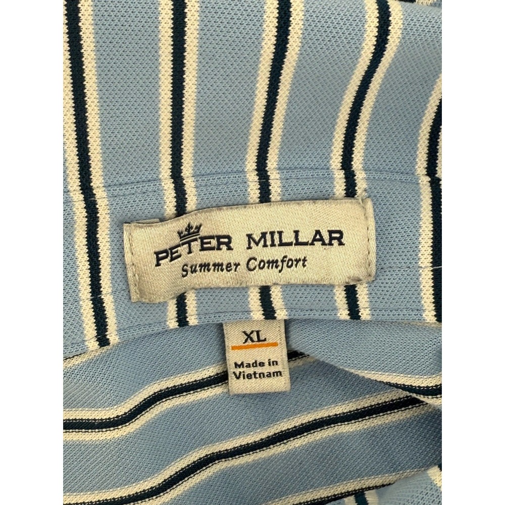 Peter Millar Summer Comfort Short Sleeve Polo‎ Shirt Men's XL Blue Striped - Picture 4 of 7
